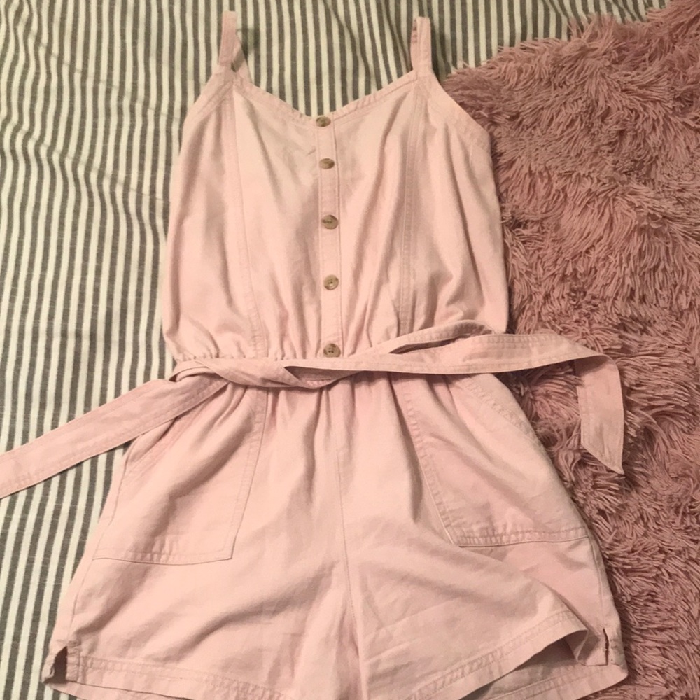 Abercrombie Pink button down Romper